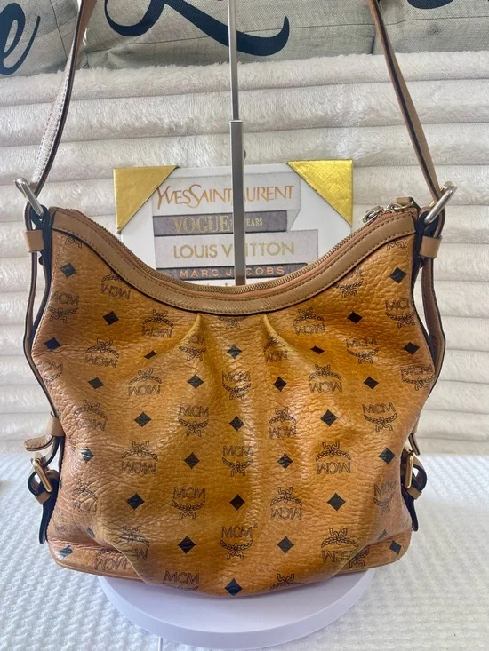 MCM Cognac Visetos Monogram Shoulder Bag - Picture 6 of 11